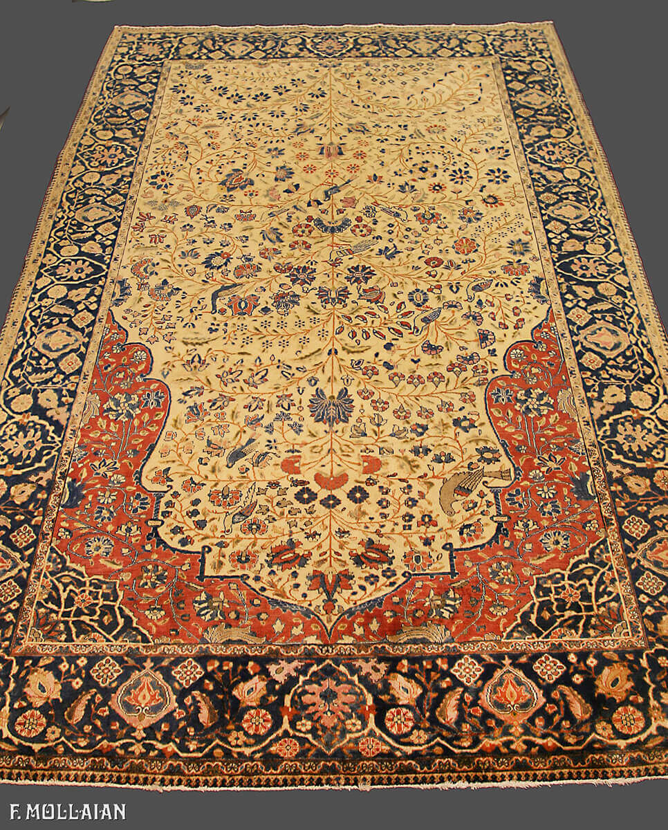 Kashan Mohtasham Prayer Antique Persian Rug n°:32413156